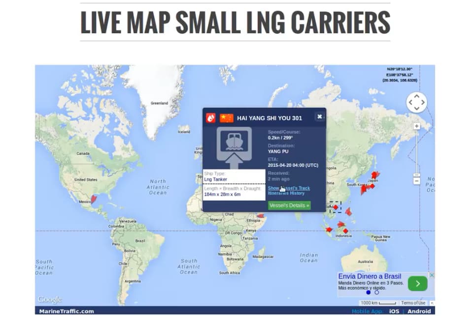 How to use the Live Map of Small LNG Carriers